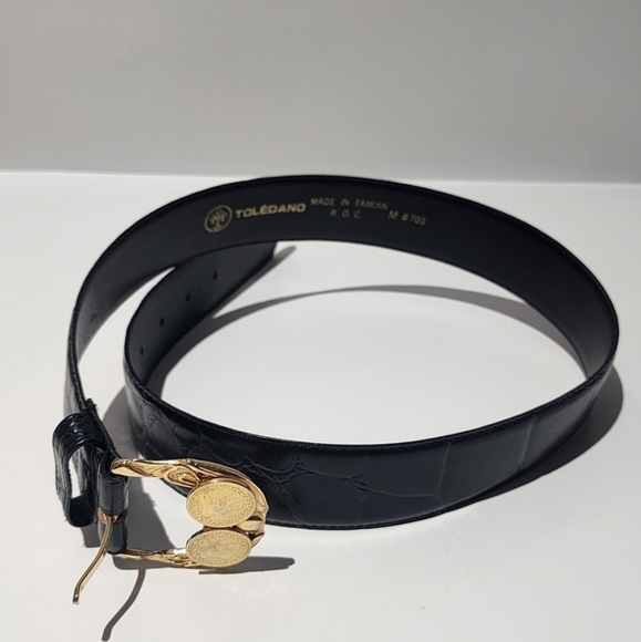 Vintage x Toledano Queen Victoria Black Leather Belt - Picture 2 of 11